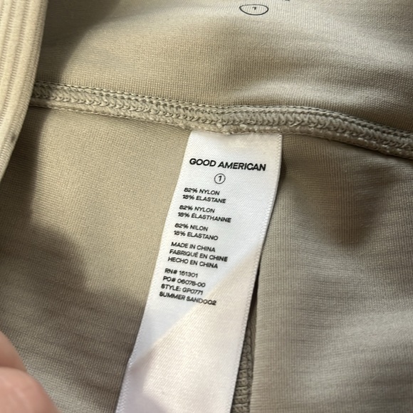 Good American Sz 1 Nude Ribbed Elastic Waist Pull On Skinny Leggings - Picture 6 of 7